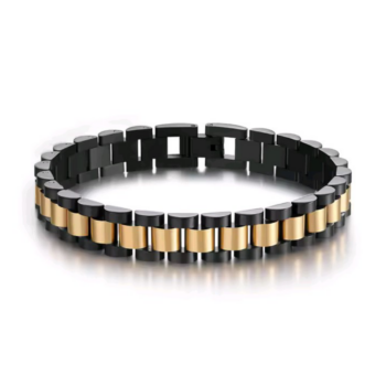 Stylish Dual Tone Black Gold Stainless Steel Bracelet for Boys and Girl.