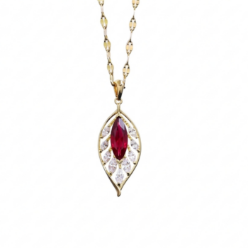 Crystal Leaf Necklace – Trendy Gold Pendant for Women