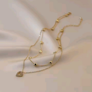 Elegant Double Layer Heart Shaped Pendant Necklace for Girls